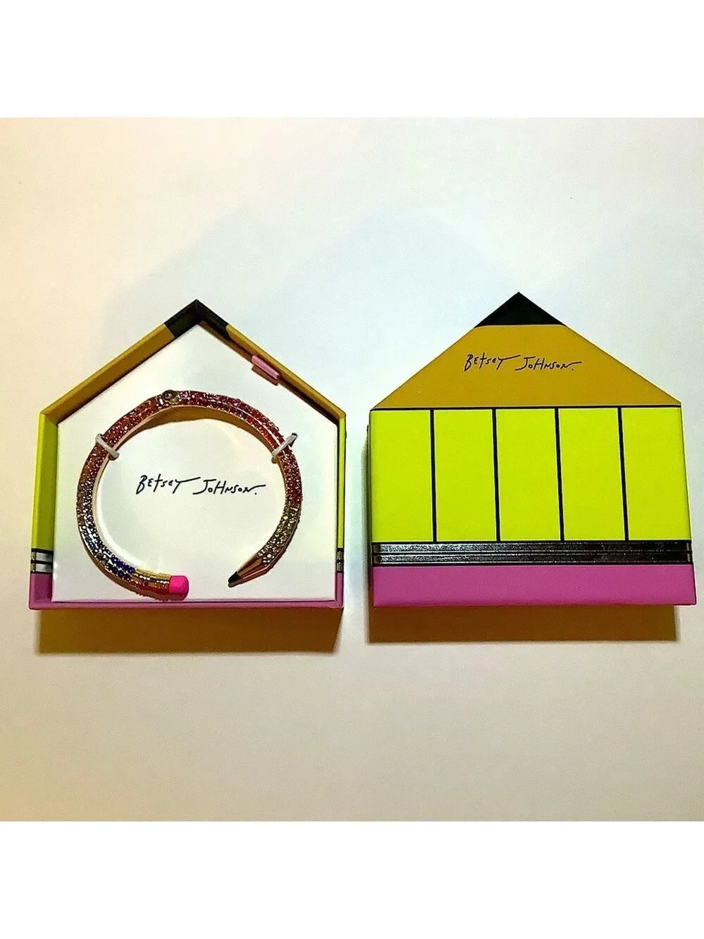 Betsey Johnson Rainbow Crystal Pencil Hinge Bracelet New